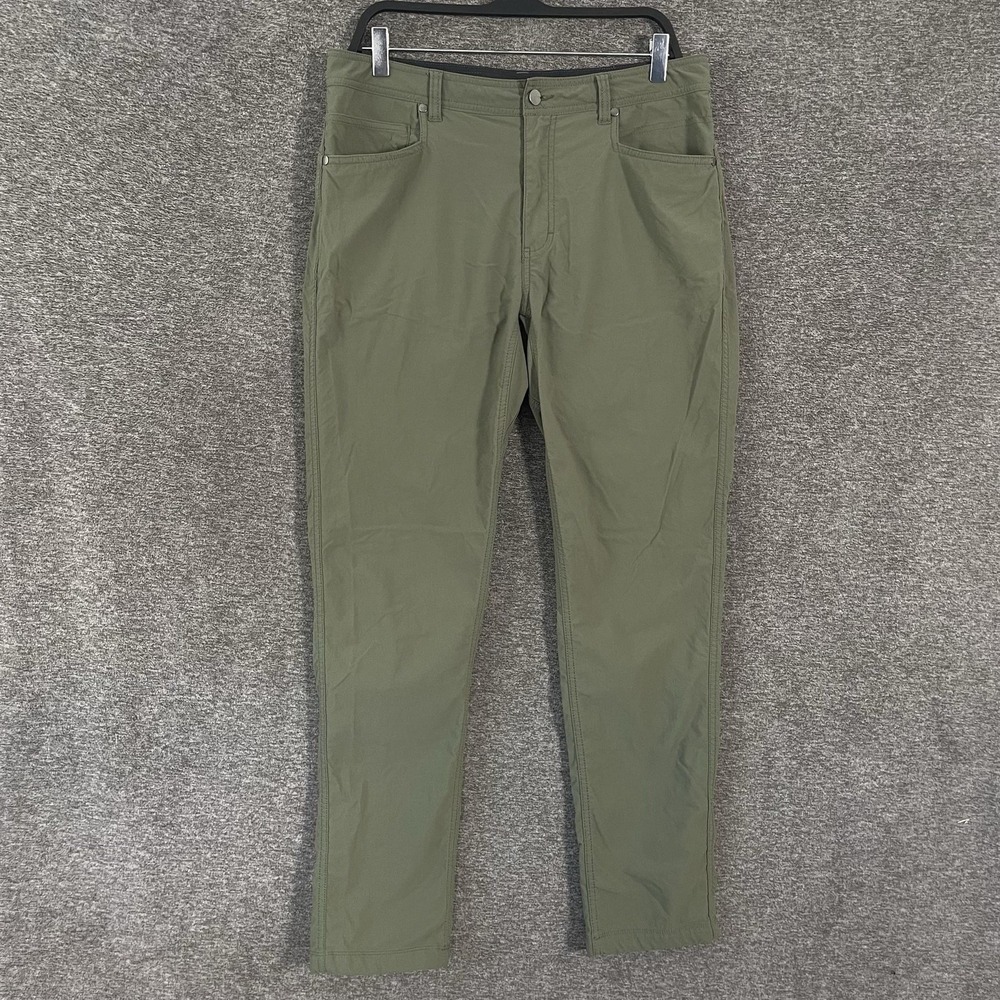 Western Rise Pants Mens 33x31 Green Slim Fit Nylon Stretch Travel Chino 5 Pocket